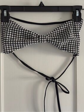 Hunza G Kacey Gingham Seersucker Halter Bikini Top One Size